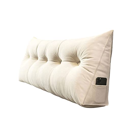 Großen Dreieckigen Kissen, Couchkissen Rückenlehne Bett Lesekissen Für Bett Und Sofa Keilkissen Wandkissen Groß Rueckenkissen Mit Abnehmbarem Deckel (Color : White, Size : 120cm) von BFYYML