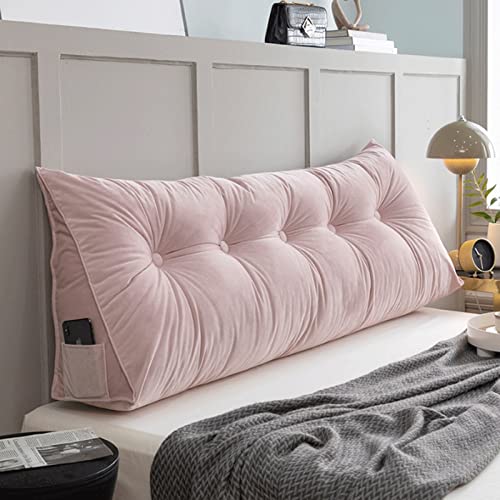 Rückenkissen Lang Keilkissen Lendenkissen Stützkissen Sitzkissen für Bett Sofa Couch Gepolstert Kopfteil Lesekissen Große Kissen Nackenstützkissen Abnehmbarem Bezug (Color : Pink, Size : 180) von BFYYML