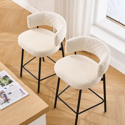 BFZ Barhocker 2er Set, 66.0 cm Moderne Thekenhöhe Barhocker mit gebogener Rückenlehne und Metallrahmen, Polsterstoff Barhocker für Kücheninsel, Café BFZ Barhocker 2er Set, 66.0 cm Moderne Thekenhöhe Barhocker mit gebogener Rückenlehne und Metallrahmen, Polsterstoff Barhocker für Kücheninsel, Café von BFZ