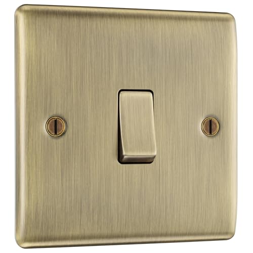 BG, Elektrischer 2-Wege-Einfachschalter aus perlglanzvernickeltem Metall, Braun, nab12 von British General