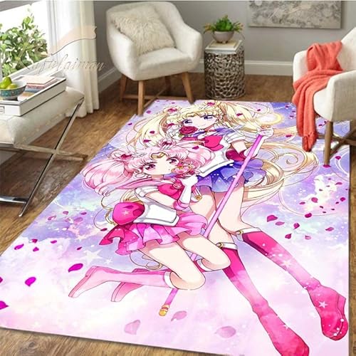 BGAFAG Anime Girl Moon Style Kawaii Style Fluffy Carpet Anti-Rutsch-Matte Für Schlafzimmer Home Decor E10782 120X180Cm von BGAFAG