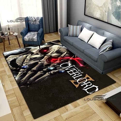 BGAFAG Anime Overlord Teppich, 3D-Druck, 120 X 180 cm, Schwarz, Rutschfest, Weich, Niedriger Stapel, Polypropylen (PP), Rechteckig, Runner, Anime, Heimbüro, Wohnzimmer, Schlafzimmer, Esszimmer von BGAFAG