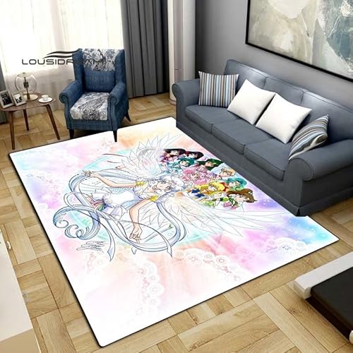 BGAFAG Cartoon Sailor Moon Teppich Für Zuhause Wohnzimmer Schlafzimmer Kinderzimmer Große Fläche Weiche Mode Anime Dekoration E5494 60X90Cm von BGAFAG