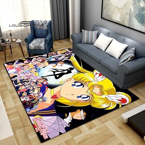 BGAFAG Cartoon Sailor Moon Teppich Für Zuhause Wohnzimmer Schlafzimmer Kinderzimmer Große Fläche Weiche Mode Anime Dekoration E7740 120X180Cm von BGAFAG