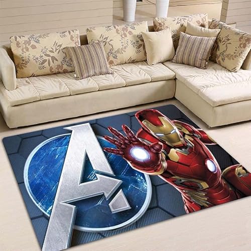 BGAFAG Iron Man Cartoon Print Rutschfester Teppich Hochwertiger Schlafzimmer Wohnzimmer Küche Badezimmer Kinderspielzimmer Teppich E11291 80X120Cm von BGAFAG