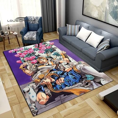 BGAFAG JoJo's Bizarre Adventure Carpet Fashion 3D Printed Anime Carpet for Living Room Bedroom Large Area Soft Home Rug Kids Room E592 100X160Cm von BGAFAG