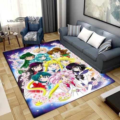 BGAFAG Sailor Moon Cartoon-Teppich Für Zuhause, Wohnzimmer, Schlafzimmer, Großflächig, Weich, Kinderzimmer, Anime-Dekoration, E2547, 120 X 180 cm von BGAFAG