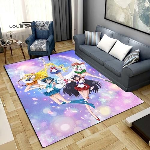 BGAFAG Sailor Moon Cartoon-Teppich Für Zuhause, Wohnzimmer, Schlafzimmer, Großflächig, Weich, Kinderzimmer, Anime-Dekoration, E3839, 80 X 120 cm von BGAFAG