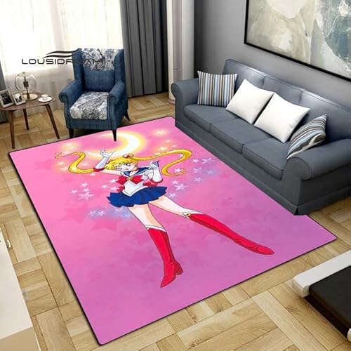 BGAFAG Sailor Moon Cartoon-Teppich Für Zuhause, Wohnzimmer, Schlafzimmer, Großflächig, Weich, Kinderzimmer, Anime-Dekoration, E9900, 120 X 180 cm von BGAFAG