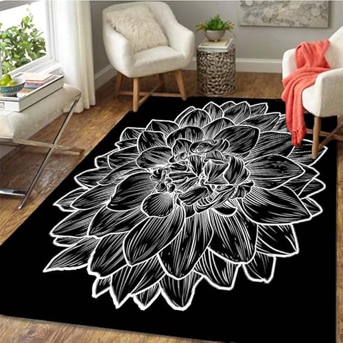 BGAFAG Vintage Teppiche Für Wohnzimmer Blume Luxus Teppich Retro Schwarz Weicher Teppich Für Badezimmer Schlafzimmer Drop Shipping E8379 120X180Cm von BGAFAG