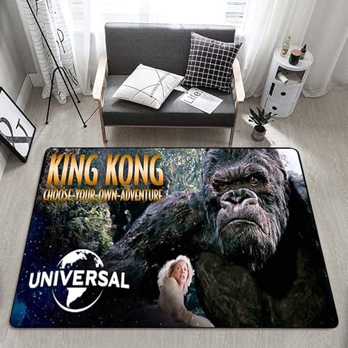 King Kong Bedruckter Hochwertiger Flanellteppich Für Schlafzimmer, Wohnzimmer, Balkon, Spielzimmer, rutschfest, E7065, 120 X 180 cm von BGAFAG