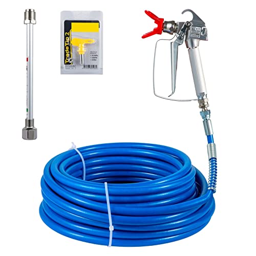 Airless-Farbspritzschlauch-Kit 50 Fuß 3600 PSI Hochdruck-Faser-Nylon-Schlauch Mit 8 Quot; Verlängerungsstange 517 Spitze Und Spitzenschutz von BGAZA