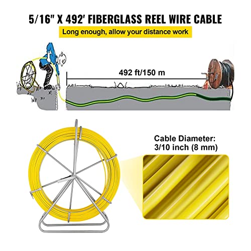 Fiberglas-Drahtkabel, das Stangenschlangen-Fischband Rodder 6MMx130M/200M 8MMx150M flexible elektrische Rollen-Stromkabel-Abziehvorrichtung laufen lässt(8 mm x 150 m) von BGAZA