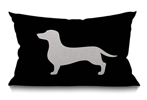 BGBDEIA Dackel-Lendenwirbelkissen, 30 x 50 cm, dekoratives Schlafzimmer, Wohnzimmer, Hund mit schwarzem Hintergrund, rechteckig, für Bett, Sofa, Couch BGBDEIA Dackel-Lendenwirbelkissen, 30 x 50 cm, dekoratives Schlafzimmer, Wohnzimmer, Hund mit schwarzem Hintergrund, rechteckig, für Bett, Sofa, Couch von BGBDEIA