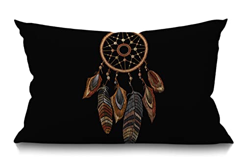 BGBDEIA Dreamcatcher Kissenbezug Stickerei Tribal Dream Catcher Boho American Talisman Baumwolle Leinen Dekorativer rechteckiger Überwurf Kissenbezug für Sofa und Bett Couch 30 x 50 cm von BGBDEIA