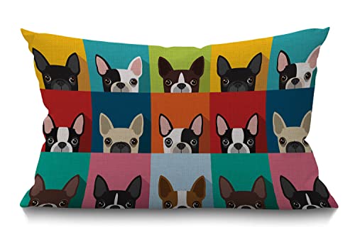 BGBDEIA Hunde-Kissenbezug, lustig, Boston Terrier, Gesichtskunst, Porträt, Ikone, Baumwolle, Leinen, dekorativ, rechteckig, Kissenbezug für Sofa und Bett, Couch, 30 x 50 cm BGBDEIA Hunde-Kissenbezug, lustig, Boston Terrier, Gesichtskunst, Porträt, Ikone, Baumwolle, Leinen, dekorativ, rechteckig, Kissenbezug für Sofa und Bett, Couch, 30 x 50 cm von BGBDEIA