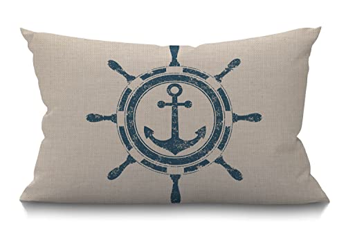 BGBDEIA Kissenbezug Nautisches Thema Vintage Navigation Muster Anker Ozean Thema Marine Rechteckige Wurfkissenbezüge für Couch Sofa Home Decor Baumwolle Leinen 30 x 50 cm 12x20 Zoll BGBDEIA Kissenbezug Nautisches Thema Vintage Navigation Muster Anker Ozean Thema Marine Rechteckige Wurfkissenbezüge für Couch Sofa Home Decor Baumwolle Leinen 30 x 50 cm 12x20 Zoll von BGBDEIA