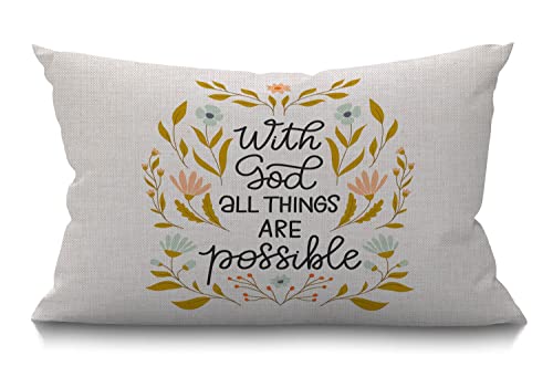 BGBDEIA Kissenbezug mit Gott All Things are Possible Inspirational Zitat Zweige Blumen Rechteckig Wurfkissenbezug für Couch Sofa Heimdekoration Baumwolle Leinen 30 x 50 cm BGBDEIA Kissenbezug mit Gott All Things are Possible Inspirational Zitat Zweige Blumen Rechteckig Wurfkissenbezug für Couch Sofa Heimdekoration Baumwolle Leinen 30 x 50 cm von BGBDEIA