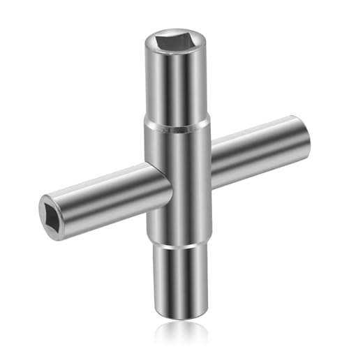 4 Wege Multifunktionale Vierkantschlüssel,Außenwasserhahn Schlüssel,Elektrokasten Gas Wasser Stromzähler Box Schrank Schlüssel,Innenmaß 6.5mm/7mm/8mm/9mm,Entlüften Metall Steckschlüssel,Kreuzschlüssel von BGCCWJ