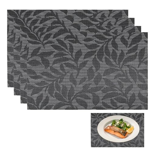 Tischsets Abwaschbar,4er Set Platzset,platzset,Doppelseitigen Platzset, Hitzebeständig Doppelseitigen,Feuchtigkeitsbeständig und Korrosionsbeständig,PVC Platzsets Abwischbar Platzdeckchen(4 Stücke) von BGCYEGD