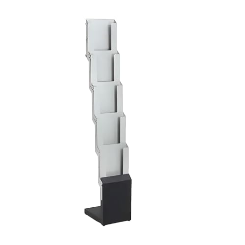 BGF Faltbarer Prospektständer A4 aus Metall Grau mit Tragetasche 5 Fächer Höhe 140 cm (Rückseite glatt) von BGF