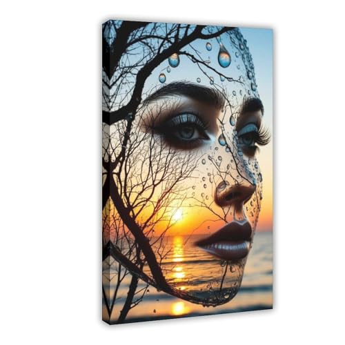 BGFER Frauenkopf-Blumen-Kunst-Poster (5) Leinwandposter Schlafzimmer Dekor Landschaft Büro Zimmer Dekor Geschenk 60 x 90 cm von BGFER