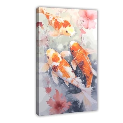 BGFER Japanisches Poster mit Koi-Fisch, 1 Leinwand-Poster, Schlafzimmerdekoration, Landschaft, Büro, Raumdekoration, Geschenk, 40 x 60 cm von BGFER