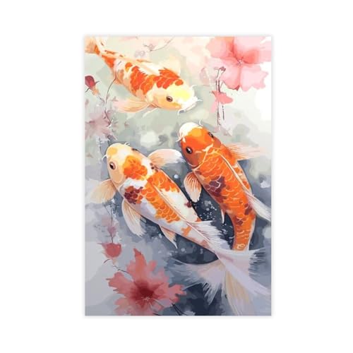 BGFER Japanisches Poster mit Koi-Fisch, 1 Leinwand-Poster, Schlafzimmerdekoration, Landschaft, Büro, Raumdekoration, Geschenk, 50 x 75 cm BGFER Japanisches Poster mit Koi-Fisch, 1 Leinwand-Poster, Schlafzimmerdekoration, Landschaft, Büro, Raumdekoration, Geschenk, 50 x 75 cm von BGFER