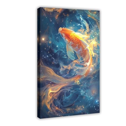 BGFER Japanisches Poster mit Koi-Fisch, Leinwand, Poster, Schlafzimmer, Dekoration, Landschaft, Büro, Raumdekoration, Geschenk, 40 x 60 cm von BGFER