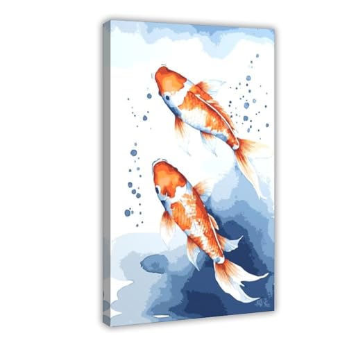 BGFER Koi-Fisch-Poster, Leinwand-Poster, Wandkunst, Dekordruck, Bild Gemälde für Wohnzimmer, Schlafzimmer, Dekoration, 40 x 60 cm von BGFER