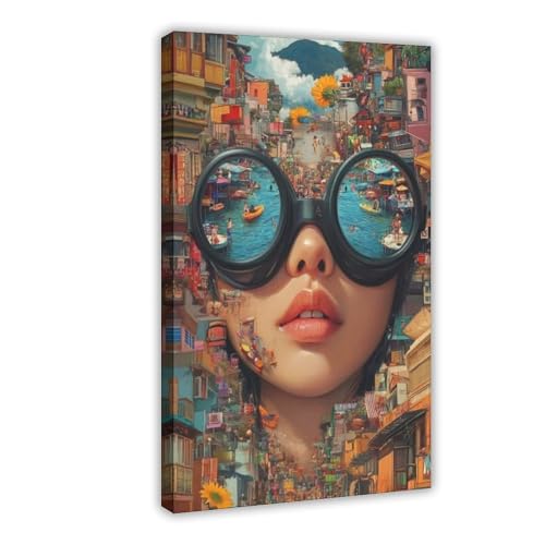 BGFER Kunst-Poster mit Frauenkopf-Blumen (22) auf Leinwand, Wandkunst, Dekordruck, Bild Gemälde für Wohnzimmer, Schlafzimmer, Dekoration, 30 x 45 cm von BGFER