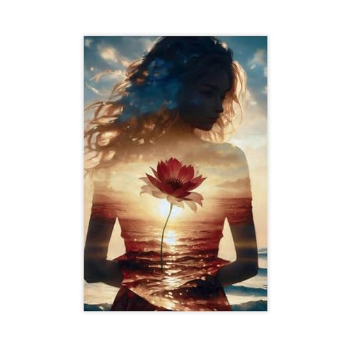 BGFER Kunst-Poster mit Frauenkopf-Motiv (26) auf Leinwand, Wandkunst, Dekordruck, Bild Gemälde für Wohnzimmer, Schlafzimmer, Dekoration, 30 x 45 cm von BGFER