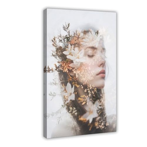 BGFER Kunstposter mit Frauenkopf, Blumen-Kunst-Poster (21) auf Leinwand, Schlafzimmer, Dekoration, Landschaft, Büro, Raumdekoration, Geschenk, 40 x 60 cm von BGFER