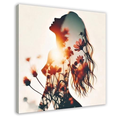 BGFER Kunstposter mit Frauenkopf, Blumen-Kunst-Poster (25) auf Leinwand, Schlafzimmer, Dekoration, Landschaft, Büro, Raumdekoration, Geschenk, 50 x 50 cm von BGFER