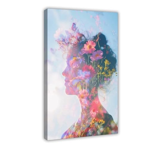 BGFER Kunstposter mit Frauenkopf-Blume, Leinwand-Poster, Schlafzimmerdekoration, Landschaft, Büro, Raumdekoration, Geschenk, 40 x 60 cm, 2 Stück BGFER Kunstposter mit Frauenkopf-Blume, Leinwand-Poster, Schlafzimmerdekoration, Landschaft, Büro, Raumdekoration, Geschenk, 40 x 60 cm, 2 Stück von BGFER
