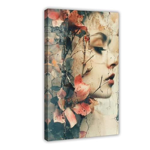 BGFER Kunstposter mit Frauenkopf-Blumen (14), Leinwandposter, Wandkunst, Dekordruck, Bild Gemälde für Wohnzimmer, Schlafzimmer, Dekoration, 30 x 45 cm von BGFER