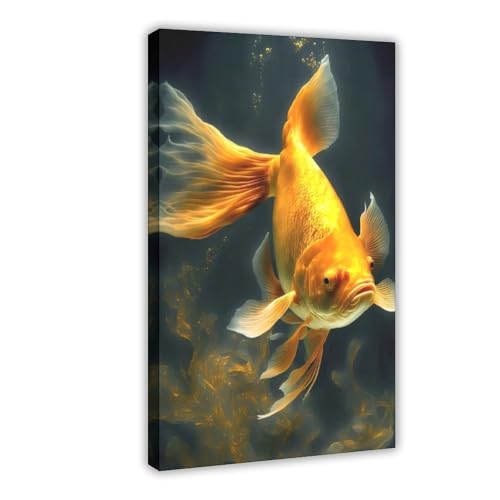 BGFER Poster "Goldfisch", 1 Leinwand-Poster, Wandkunst, Dekordruck, Bild Gemälde für Wohnzimmer, Schlafzimmer, Dekoration, 40 x 60 cm von BGFER