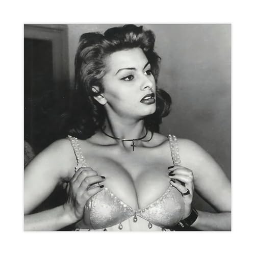 BGFER Poster "Schauspielerin Sophia Loren" (8) auf Leinwand, Wandkunst, Dekordruck, Bild Gemälde für Wohnzimmer, Schlafzimmer, Dekoration, 60 x 60 cm von BGFER