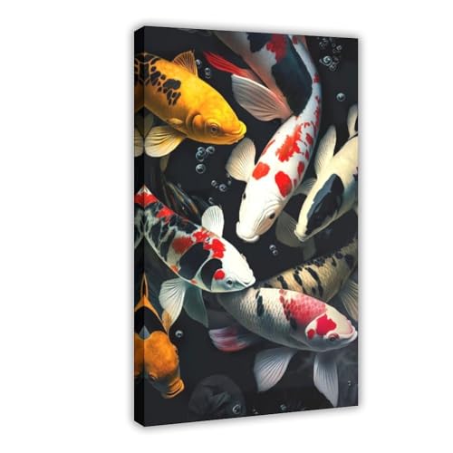 BGFER Poster auf Leinwand, Motiv: Süßwasserteich, Koi-Fisch, Schlafzimmer, Dekoration, Landschaft, Büro, Raumdekoration, Geschenk, 40 x 60 cm von BGFER