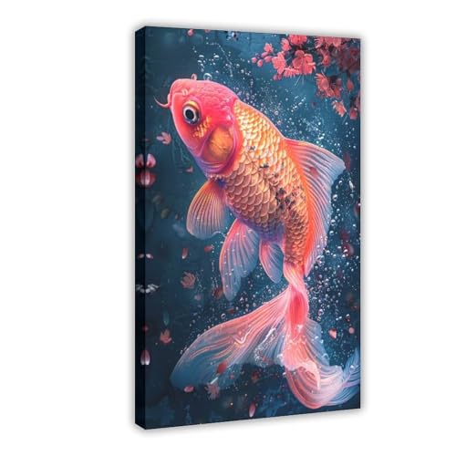 BGFER Poster mit Koi-Fisch im Wasser, Leinwand-Poster, Wandkunst, Dekordruck, Bild Gemälde für Wohnzimmer, Schlafzimmer, Dekoration, 40 x 60 cm von BGFER