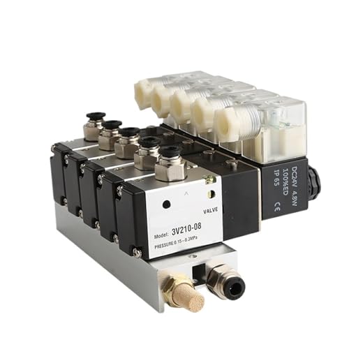 1 Stück 3V110-06-NC Normalerweise geschlossener elektromagnetischer Magnetventilblock mit Schalldämpfer-Montagesockelverteiler DC12V 24V AC 110V 220V 3 Ports(DC24V 6 In 6 out,3 Stations) von BGFIVKAD