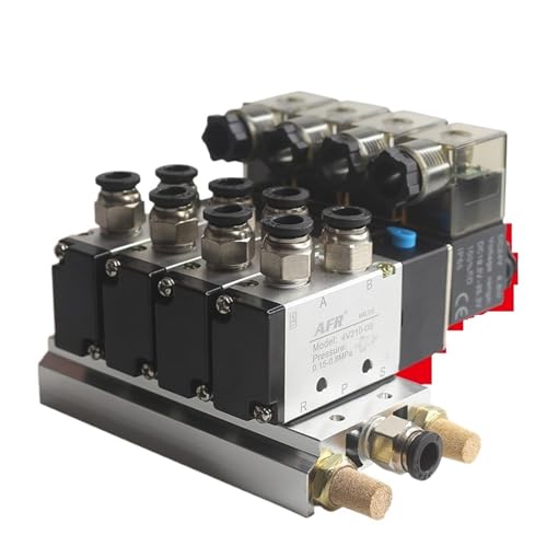1 Stück 4V110-06 M5 DC24V 12V 2 Positionen 5-Wege-Vierfach-Magnetventil Aluminium-Basis-Schalldämpfer-Set 3 4 5 Stationen AC220V AC110V(AC24V 8 IN 8 OUT,4 combinations) von BGFIVKAD