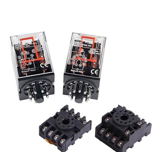 Zwischenrelais MK2P-I MK3P-I Kupferspule Silberkontakt Kleines elektromagnetisches Relais mit Sockel 8PIN 11Pin PF083A DC24V AC220V(MK2P-I AC220V) von BGFIVKAD