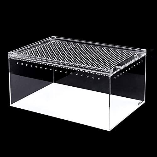 Transparente Reptilien-Zuchtbox, magnetischer Reptilienkäfig aus Acryl mit Vollsicht und verschiebbarem Design, Insektenfütterungsbox für Reptilien und Amphibien, tragbar (30 x 20 x 15 cm) von BGFYUSF