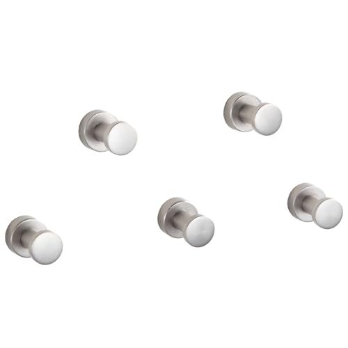 BGL Gebürstetes Nickel Handtuchhaken - Set mit 5 Stück | Rostfreie Metall-Wandhaken für Bad & Küche | Selbstklebend oder zur Wandmontage von BGL