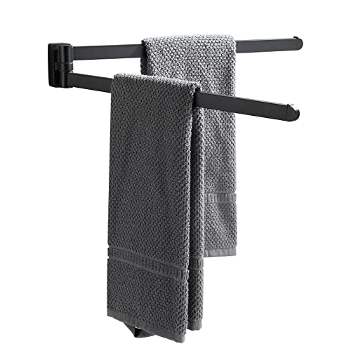 BGL Swivel Handtuchhalter Schwarz Swivel Handtuchstange Bewegliche Doppel Handtuchhalter Matt Gummi Schwarz Badezimmer Zubehör von BGL