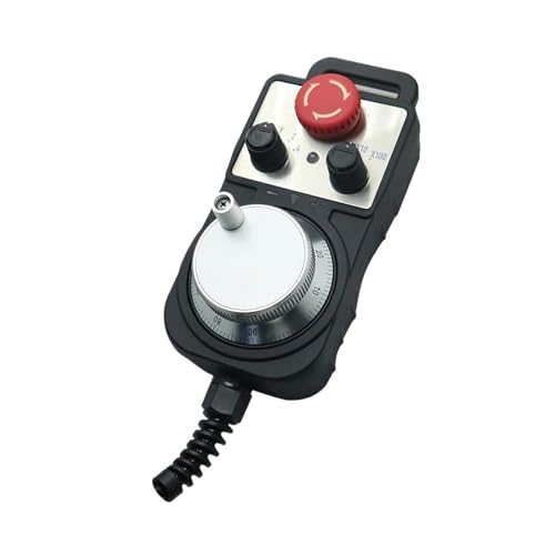 BGMCSFerG 4/6 Achsen MPG Handrad 100PPR 5-24V Elektronischer Handpulsgenerator mit Not-Aus für Oberfräse Werkzeugmaschine (STK6-E100-E Stop, 4-Achsen) von BGMCSFerG