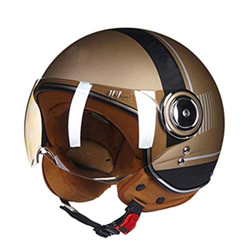 BGMKE Motorrad Open Face Helm, DOT Approved, Retro Helm Halbhelm für Motorradrennen Jet Pilot Helm Motocross Vespa Moped Cruiser M-XL (54~60cm) von BGMKE