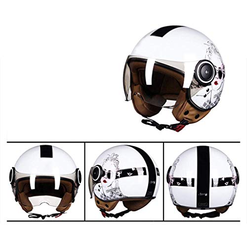 Mofa Vintage Chopper Pilot Vespa-Helm Retro Cruiser Roller-Helm Moto-Helm Bobber Biker Jet-Helm & middot; ECE-Zertifiziert & middot; Inkl. Sonnenblende & middot; (54-60 cm) von BGMKE