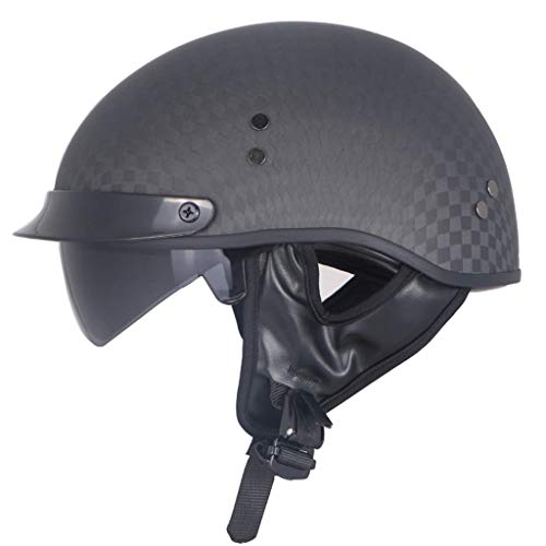 Motorrad Open Face Helm Vintage Jet-Helm Cruiser Chopper Scooter Pilot Crash Helm Harley Halbhelm für Bobber Mofa Vespa, DOT-Zertifiziert (55-62cm) von BGMKE